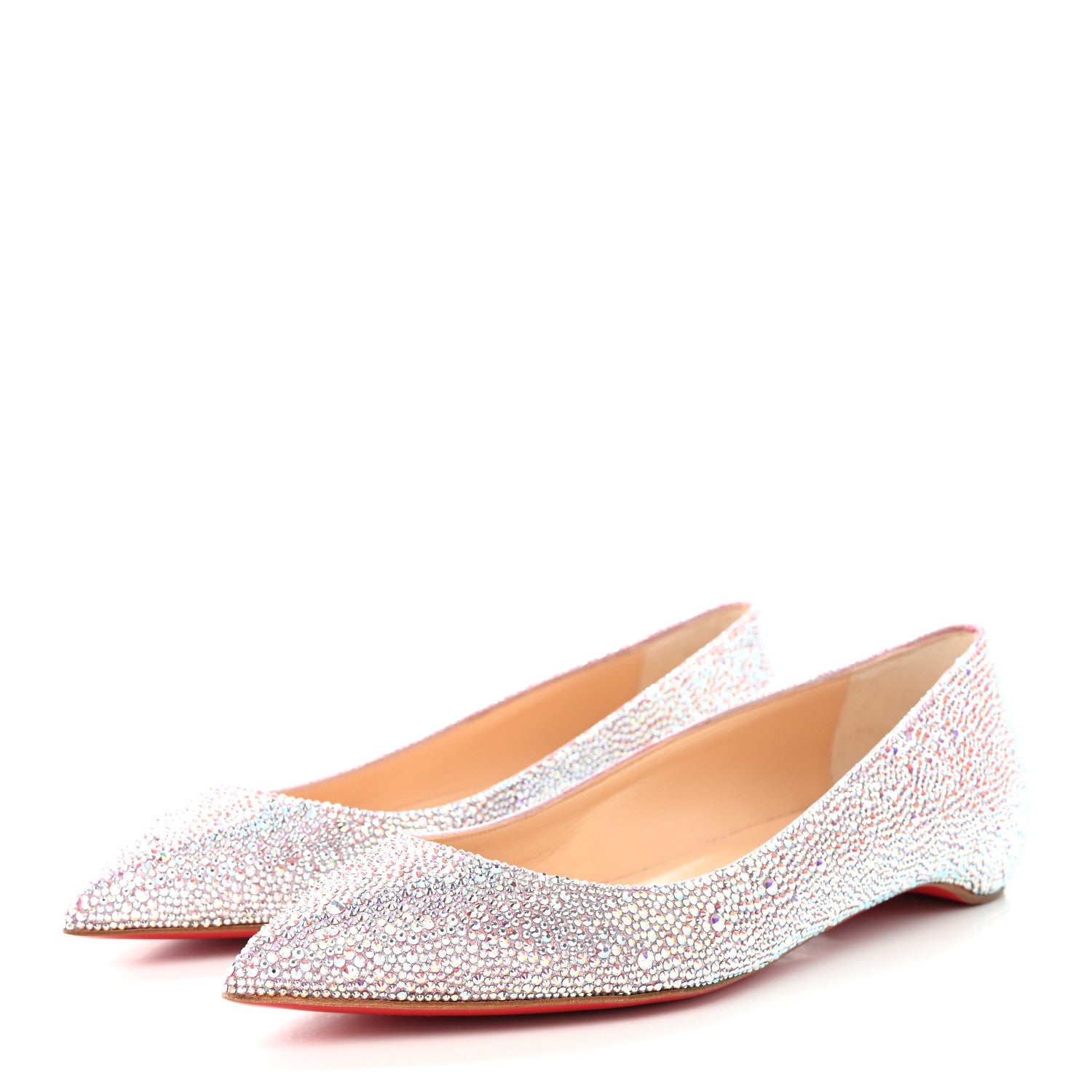 Christian Louboutin Suede Metal Pigalle Follies Strass Flats 40.5 Version Aurore Borea 3 of 10