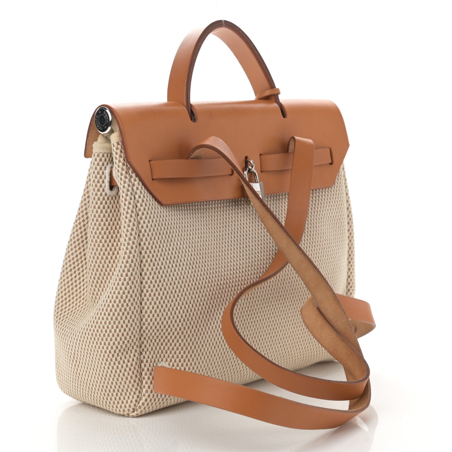 Toile Vache Calfskin Herbag 30 PM Backpack Natural