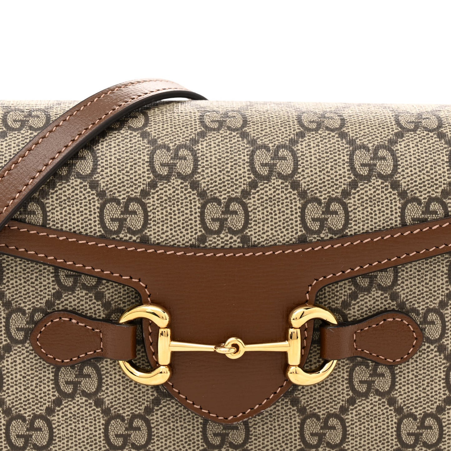 GG Supreme Monogram Mini Horsebit 1955 Shoulder Bag Beige Brown Sugar