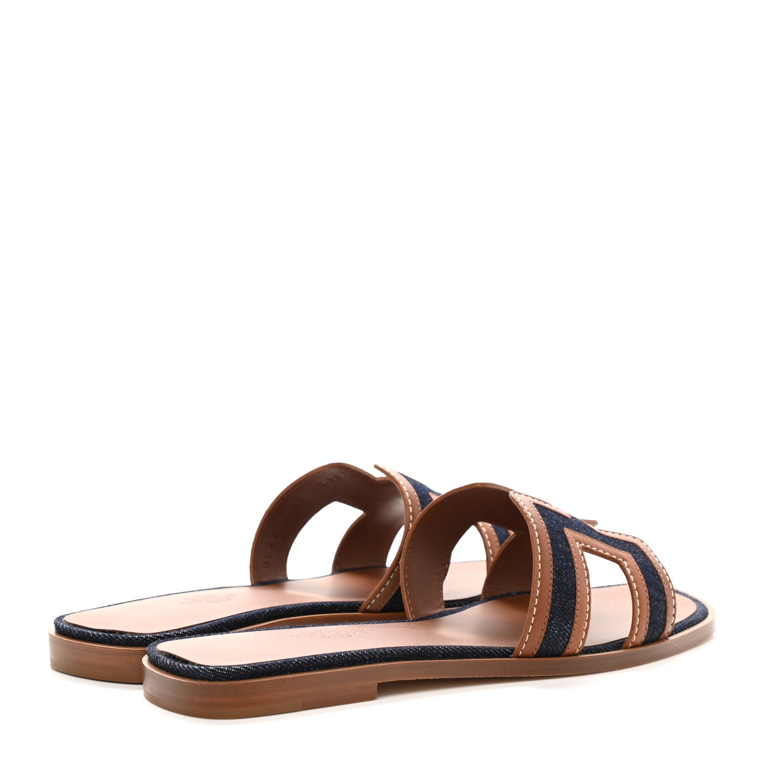 Hermes Calfskin Denim Oran Sandals 37 Bleu Brut Gold 4 of 9