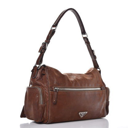 Prada Vitello Antic Easy A Foldover Pushlock Flap Shoulder Bag Bruciato 3 of 12