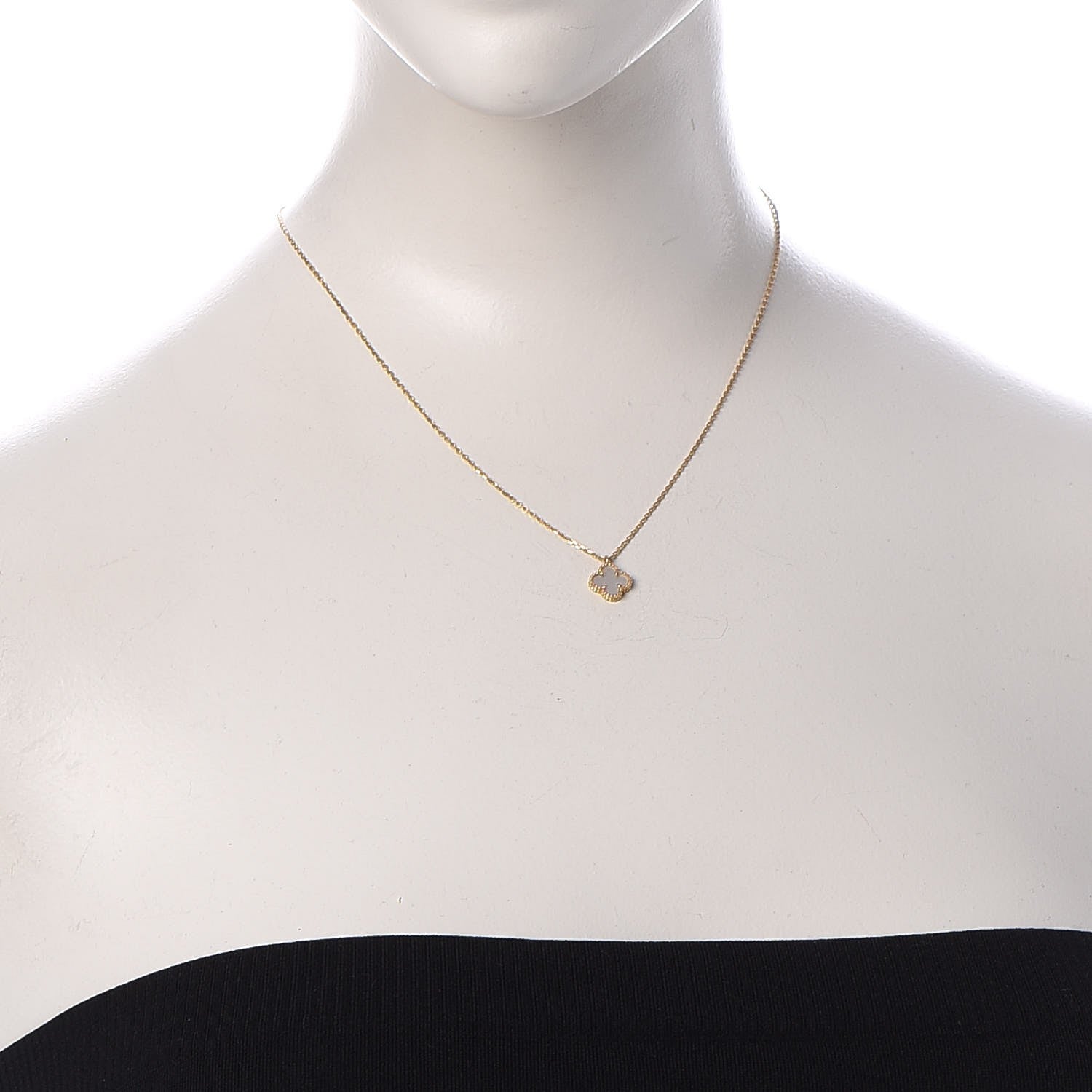 Van Cleef & Arpels 18K Yellow Gold Mother of Pearl Sweet Alhambra Pendant Necklace 2 of 10