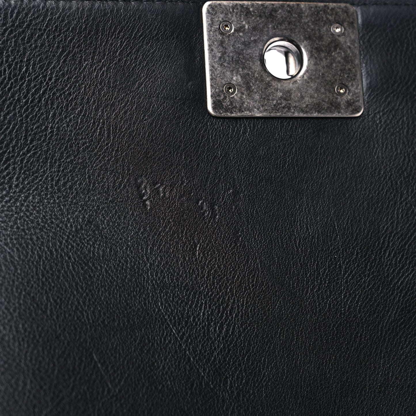 Calfskin Quilted Large Boy Flap Black