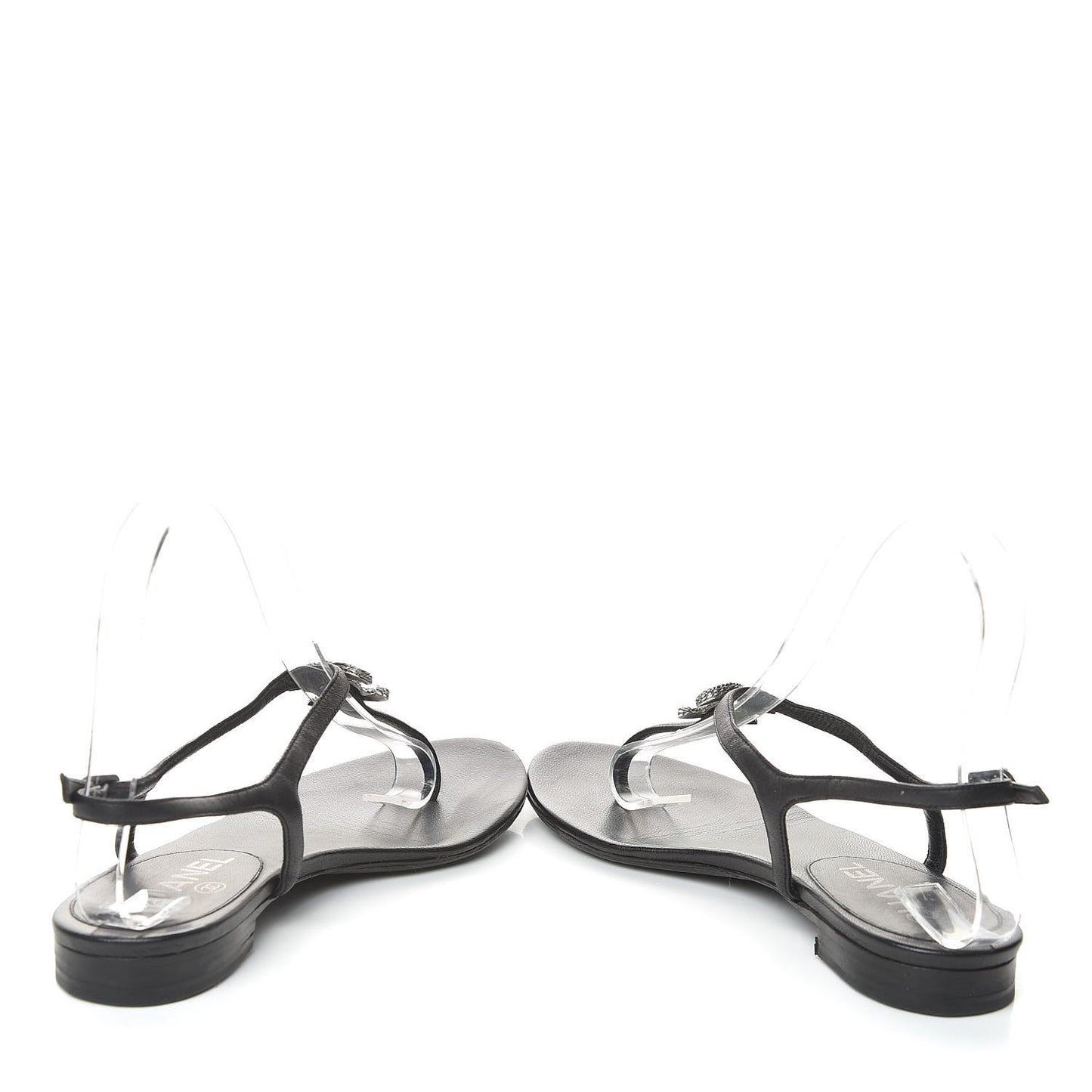 Lambskin Crystal CC Thong Sandals 36 Black