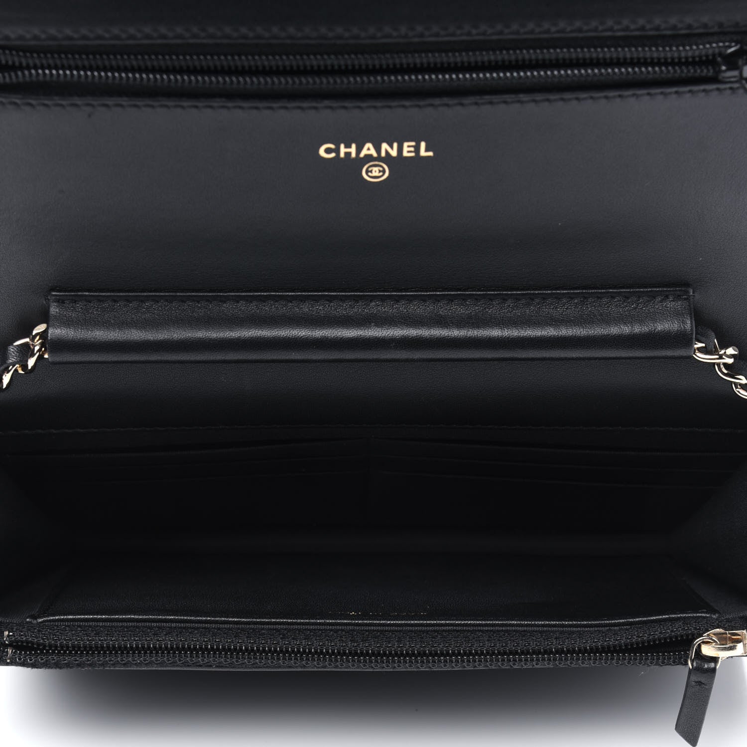 Chanel Calfskin Chevron Boy Wallet On Chain WOC Black 5 of 12