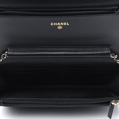 Chanel Calfskin Chevron Boy Wallet On Chain WOC Black 5 of 12