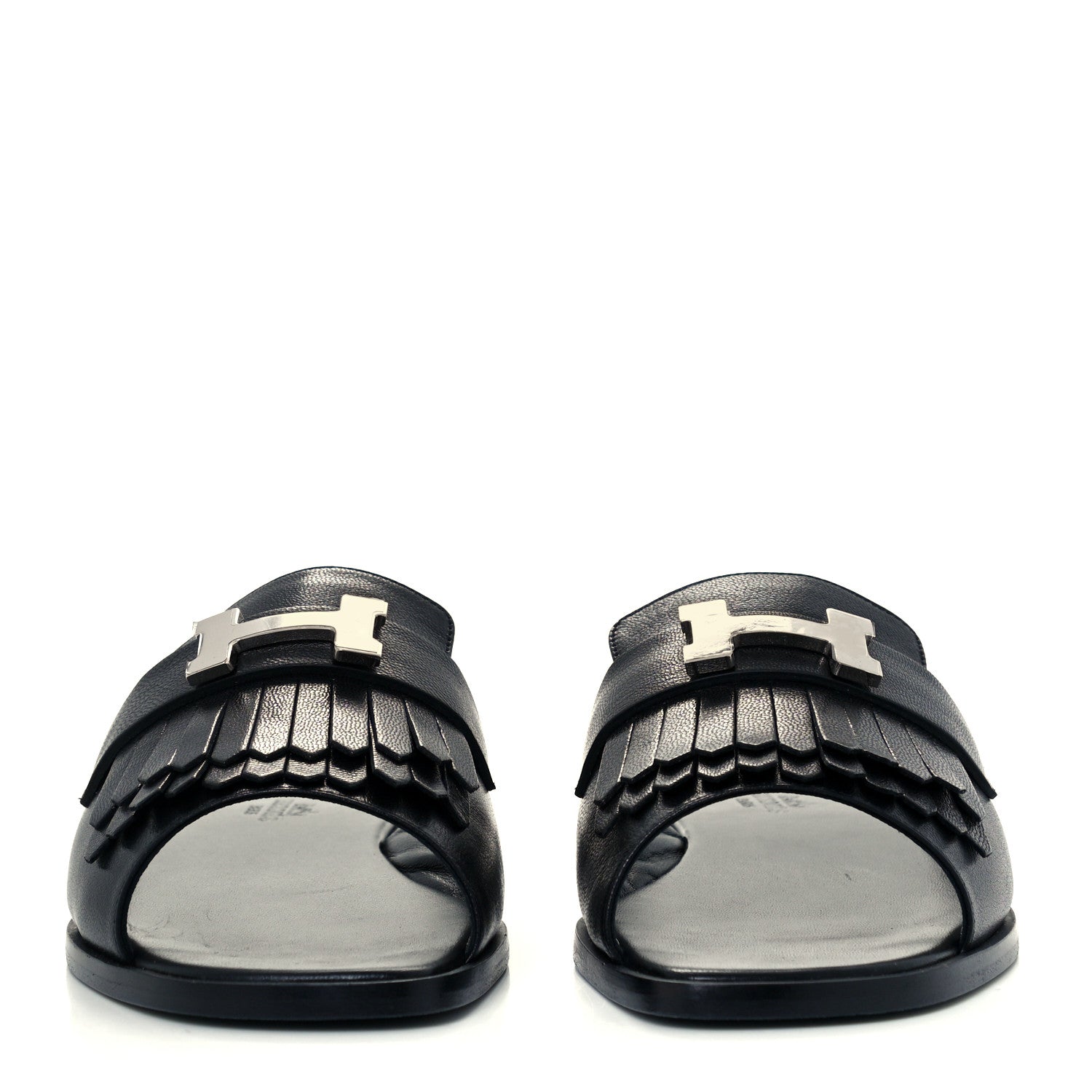 Hermes Goatskin Auteuil Sandals 37 Black 3 of 11