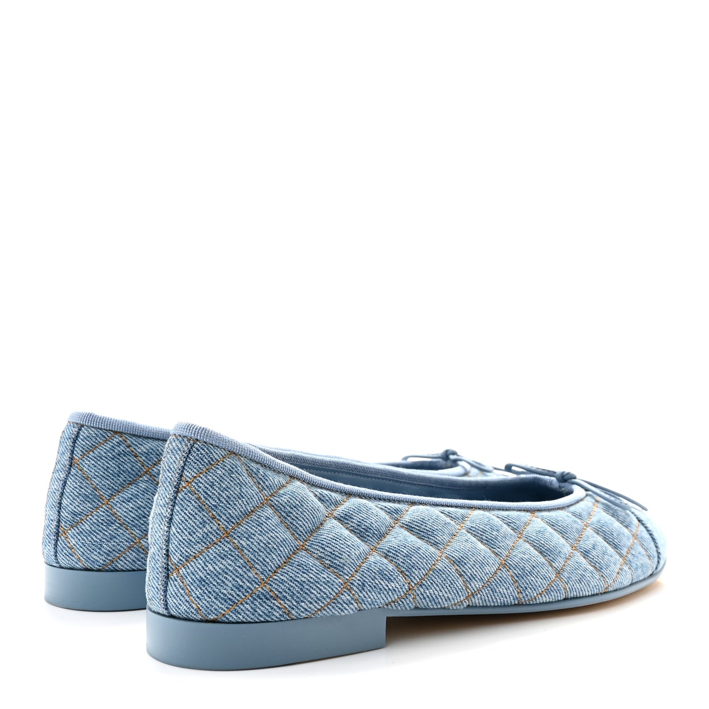 Denim Quilted CC Cap Toe CC Ballerina Flats 40 Light Blue