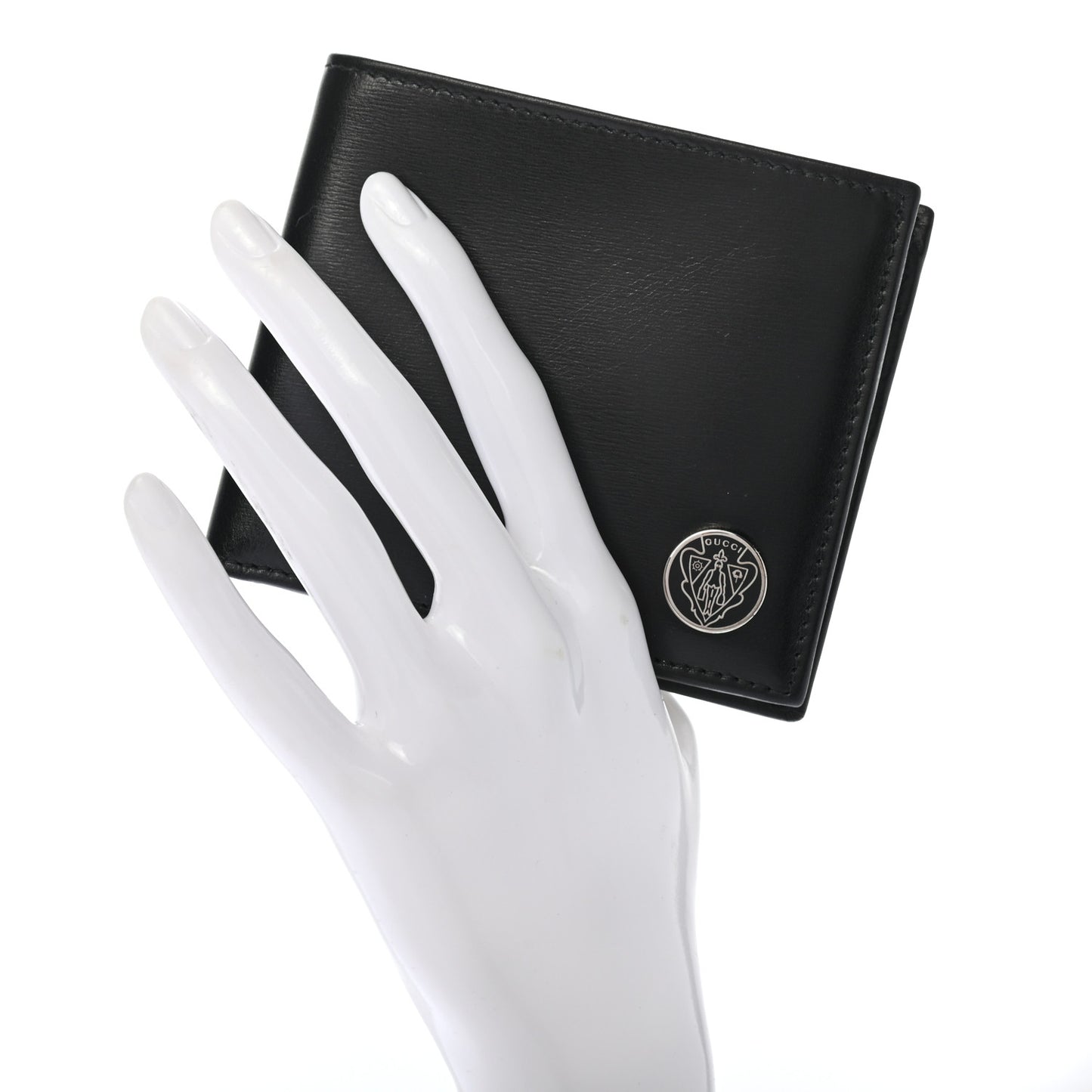 Calfskin Crest Bi-Fold Wallet Black