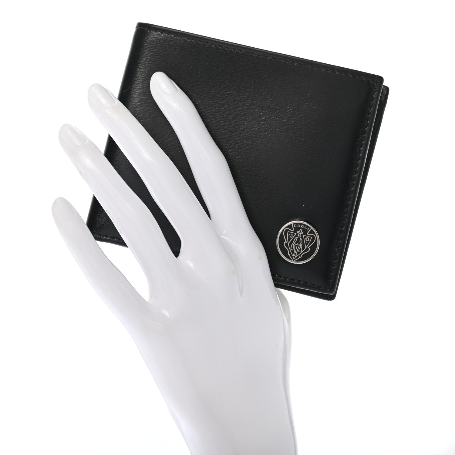 Gucci Calfskin Crest Bi-Fold Wallet Black 2 of 8