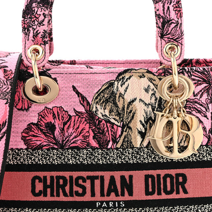 Christian Dior Toile de Jouy Voyage Embroidered Medium Lady D-Lite Fuchsia Multicolor 8 of 10