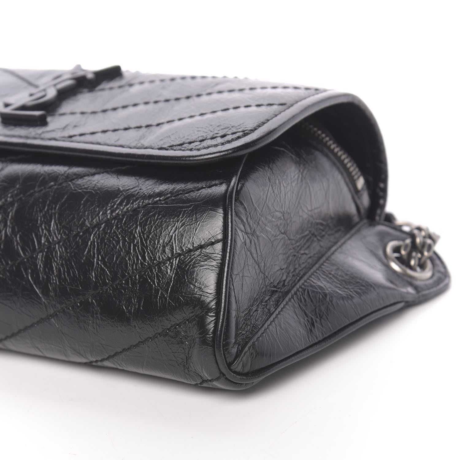 Saint Laurent Crinkled Calfskin Matelasse Monogram Niki Body Bag Black 9 of 9