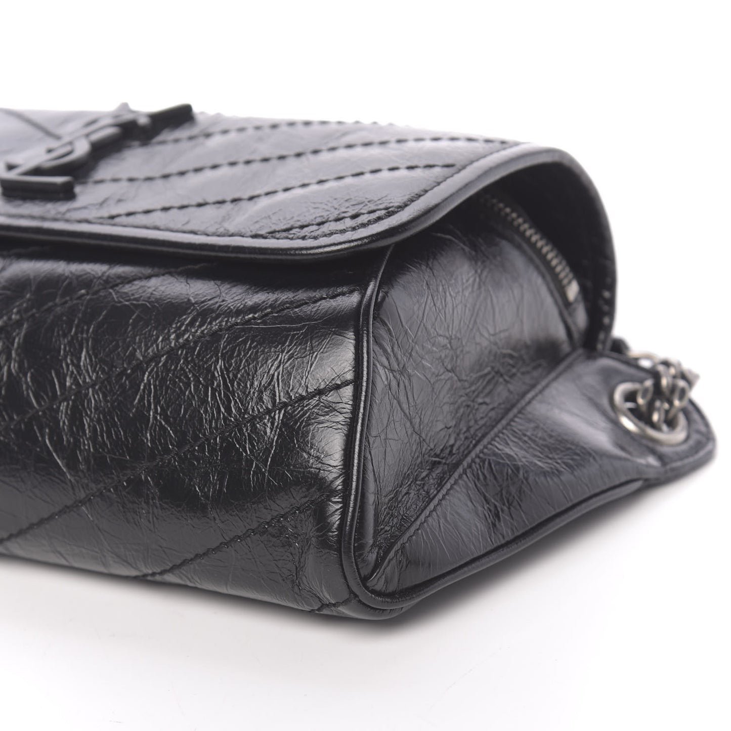 Crinkled Calfskin Matelasse Monogram Niki Body Bag Black