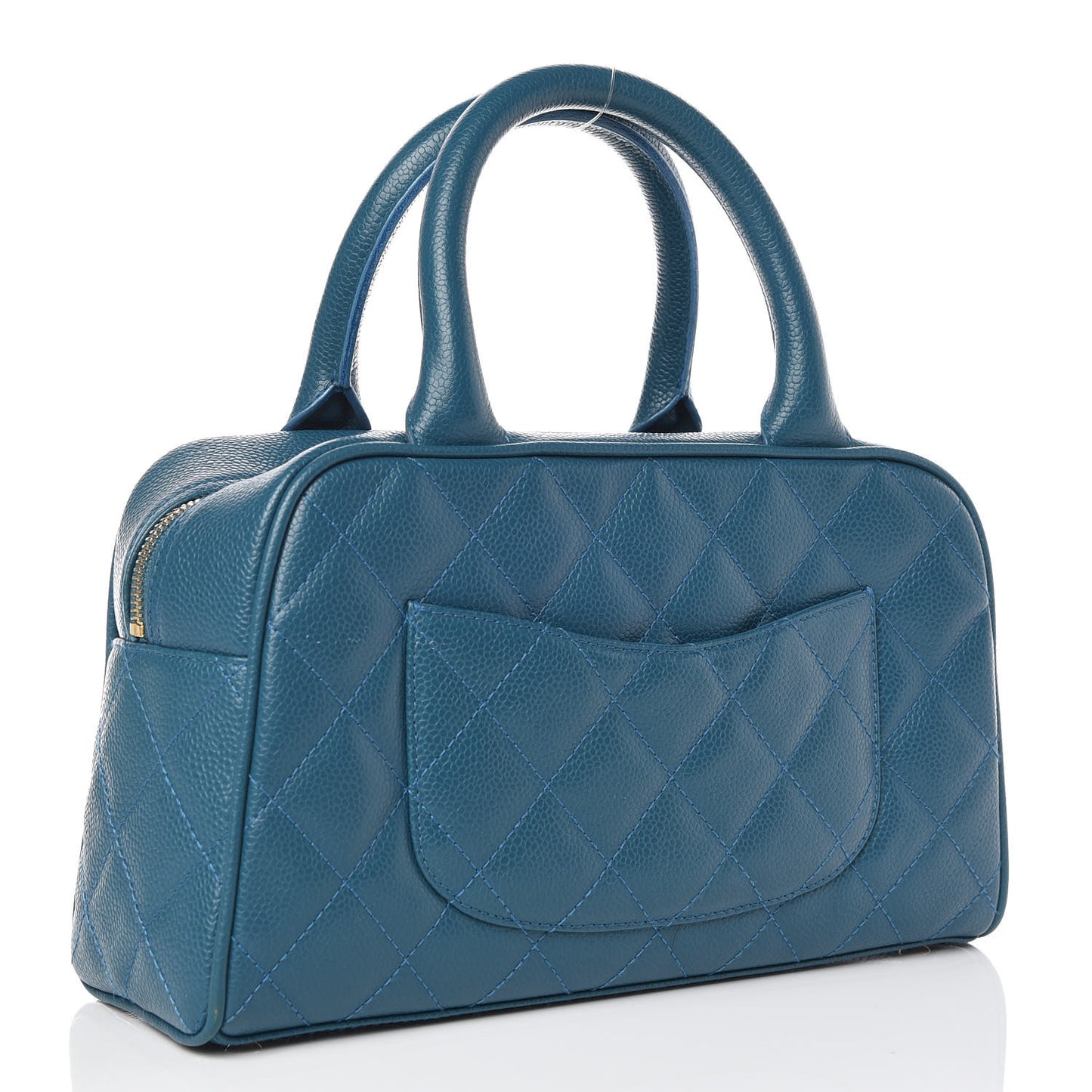 Caviar Quilted Small Bowler Blue