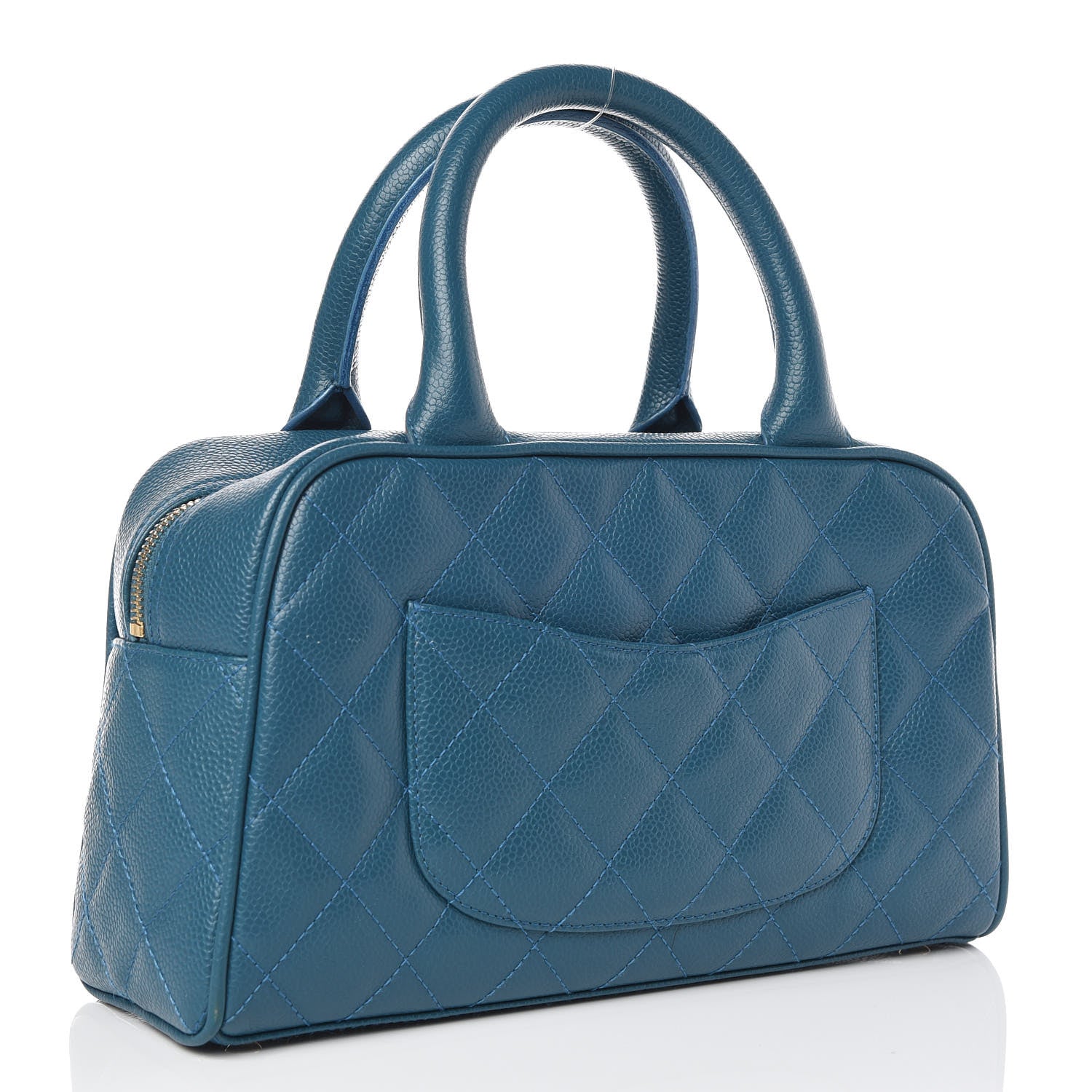 Chanel Caviar Quilted Small Bowler Blue 3 of 10