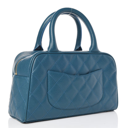 Chanel Caviar Quilted Small Bowler Blue 3 of 10