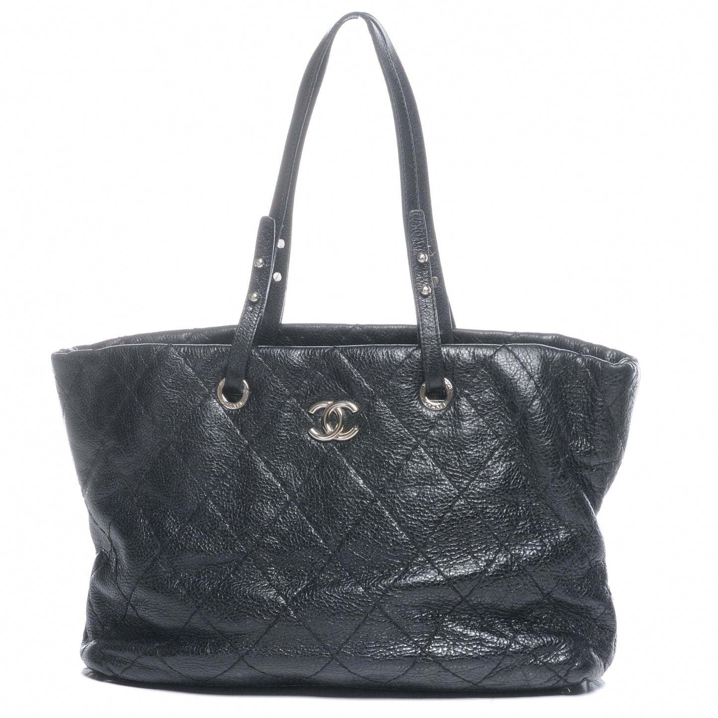 Glazed Calfskin Large On The Road Tote Black
