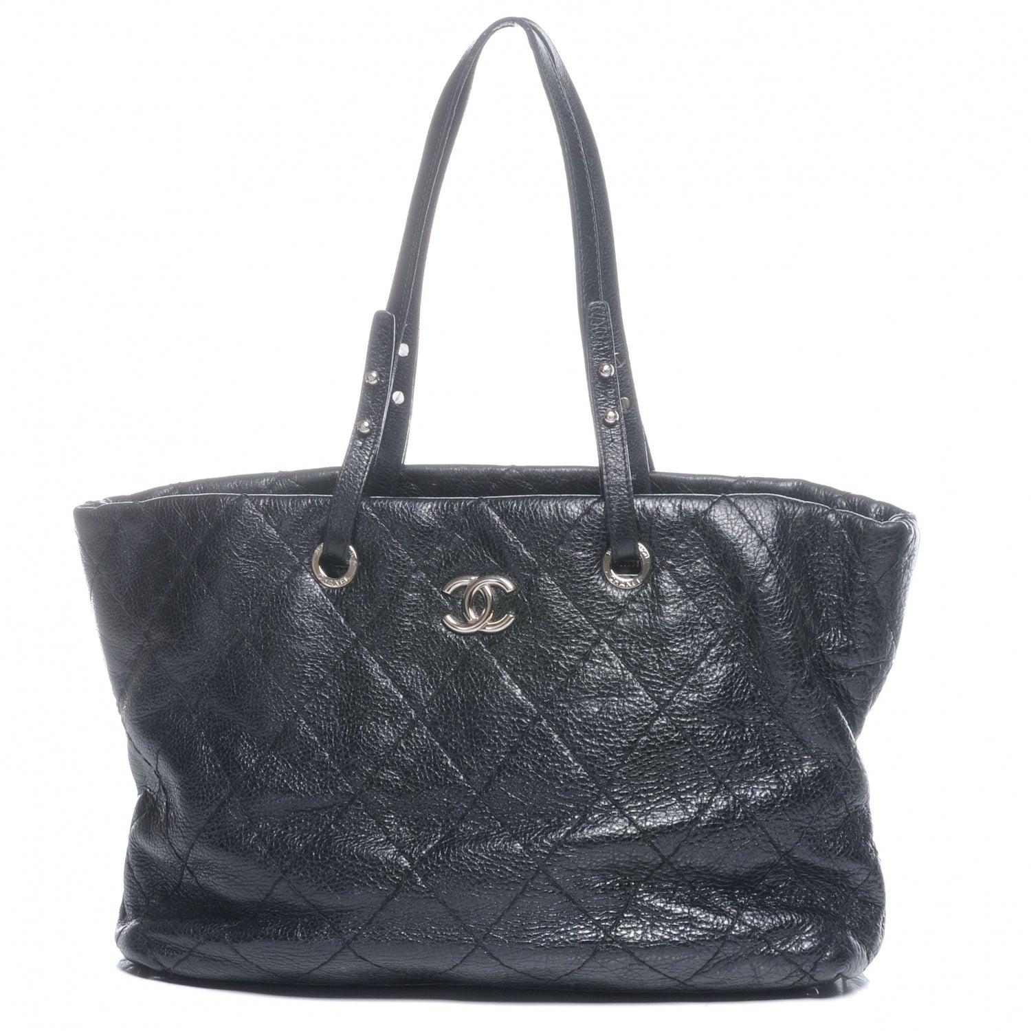 Chanel Glazed Calfskin Large On The Road Tote Black 1 of 8