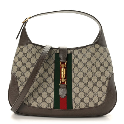 Gucci X BALENCIAGA Supreme Monogram Calfskin Web Medium Jackie 1961 Hobo Beige Ebony 1 of 9