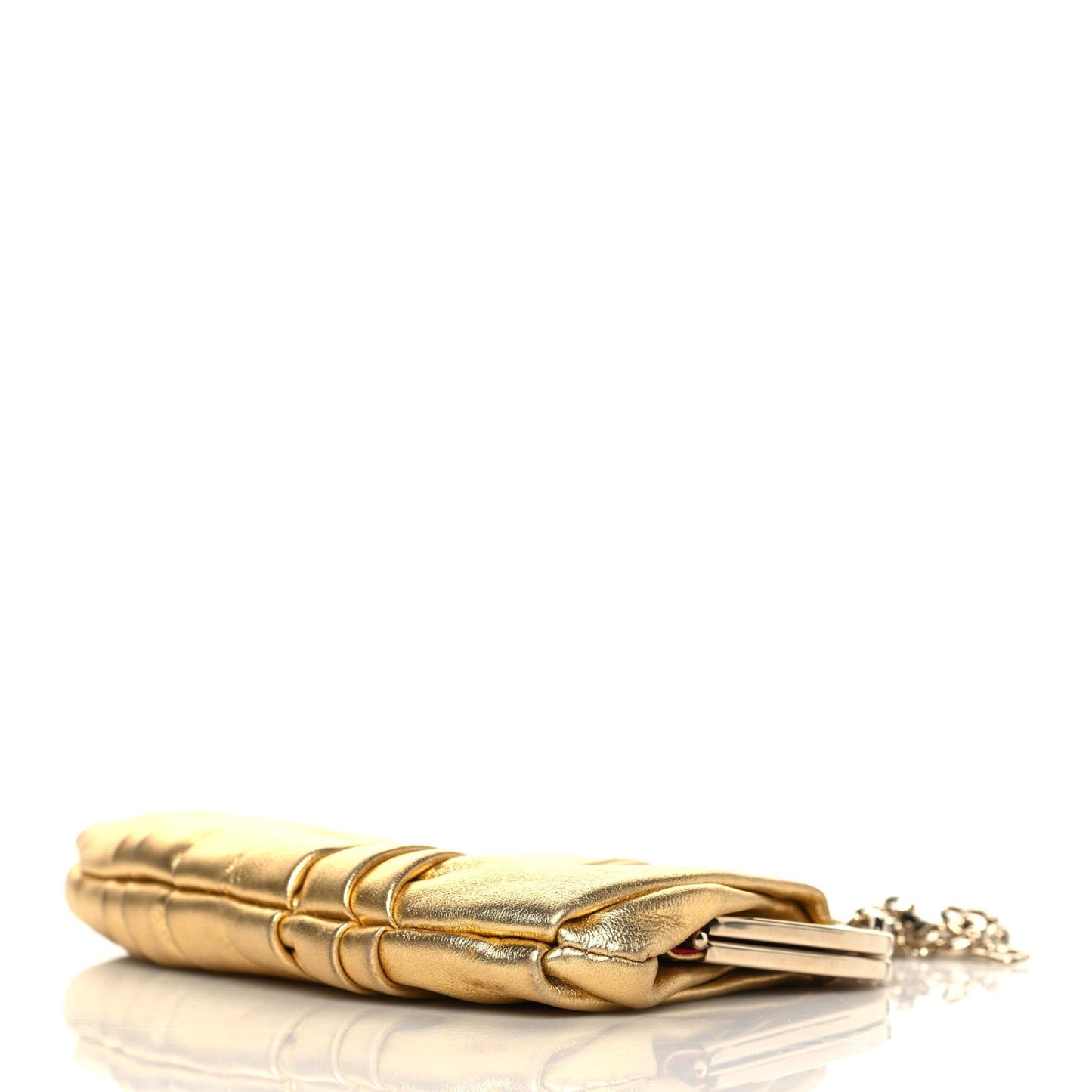 Nappa Loubi Lula Mini Frame Clutch Gold