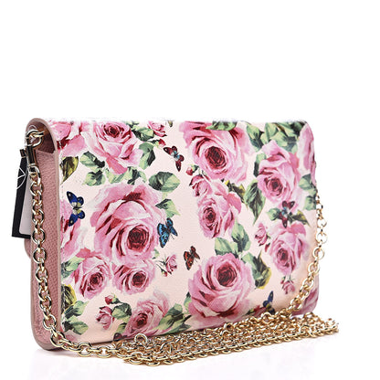 Dolce & Gabbana Dauphine Rose Print Wallet On Chain Pink 3 of 8