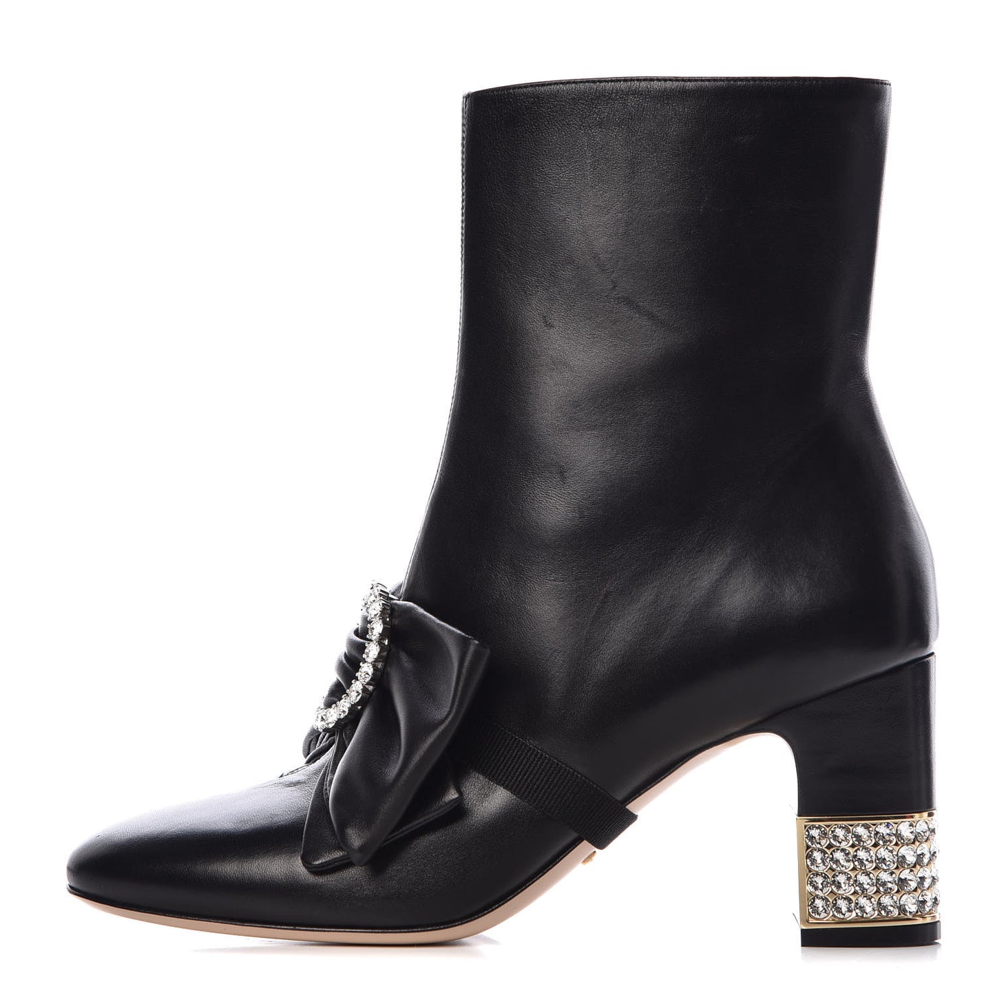 Nappa Removable Bow Candy Ankle Boots 40 Black
