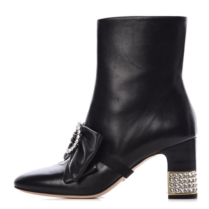 Gucci Nappa Removable Bow Candy Ankle Boots 40 Black 1 of 17