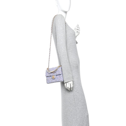 Chanel Tweed Quilted Pearl Twist Mini Rectangular Flap Purple 2 of 11