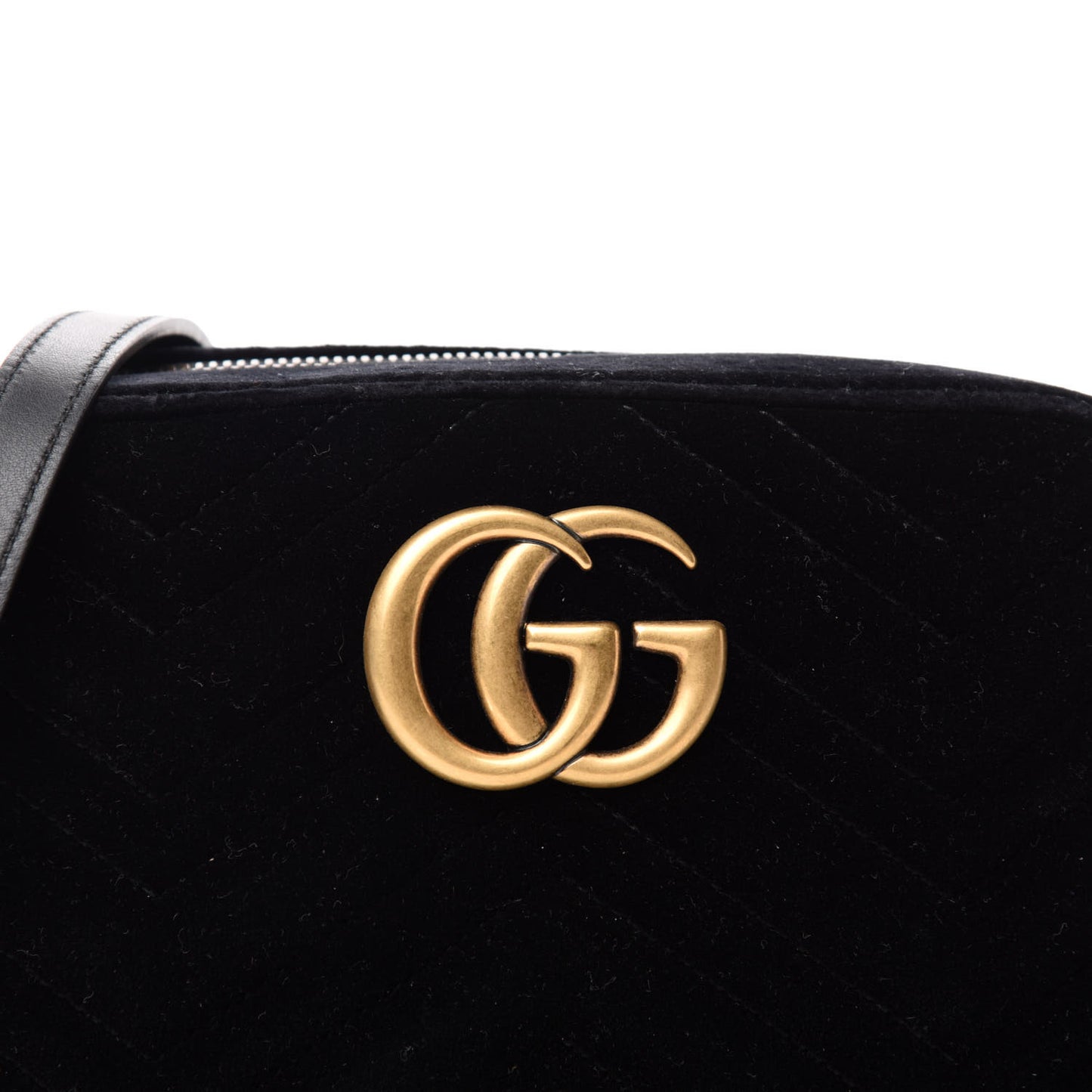 Velvet Matelasse Small GG Marmont Chain Shoulder Bag Black