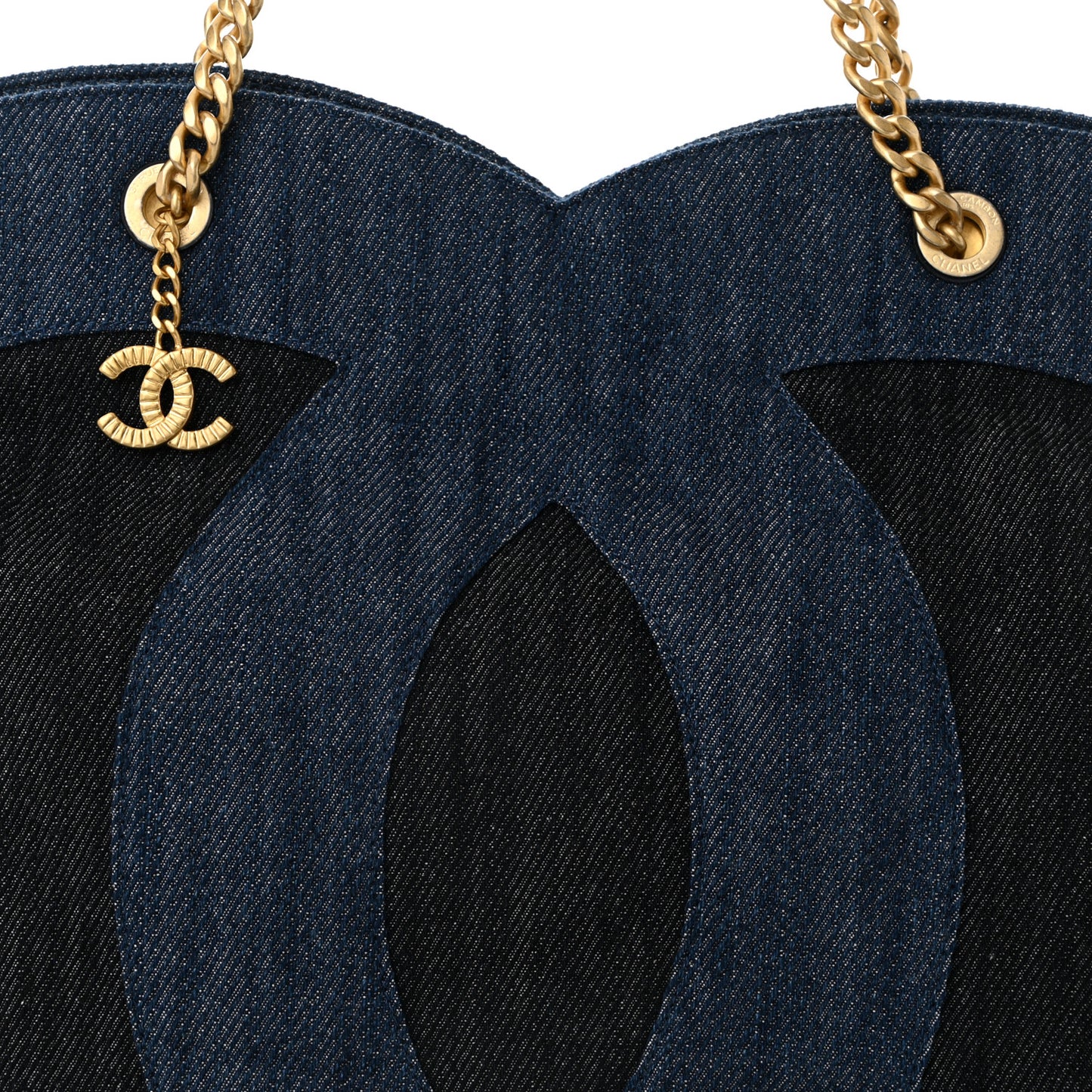 Denim Large Two Tone CC Shopping Tote Blue