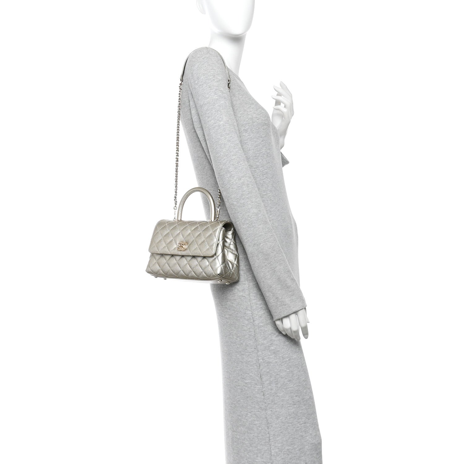 Chanel Metallic Aged Calfskin Quilted Mini Coco Handle Flap Gold 2 of 11