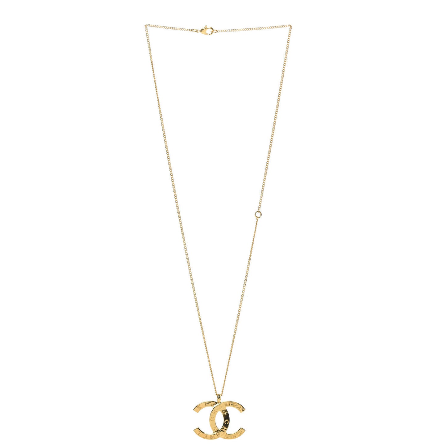 Metal CC Paris Button Necklace Gold