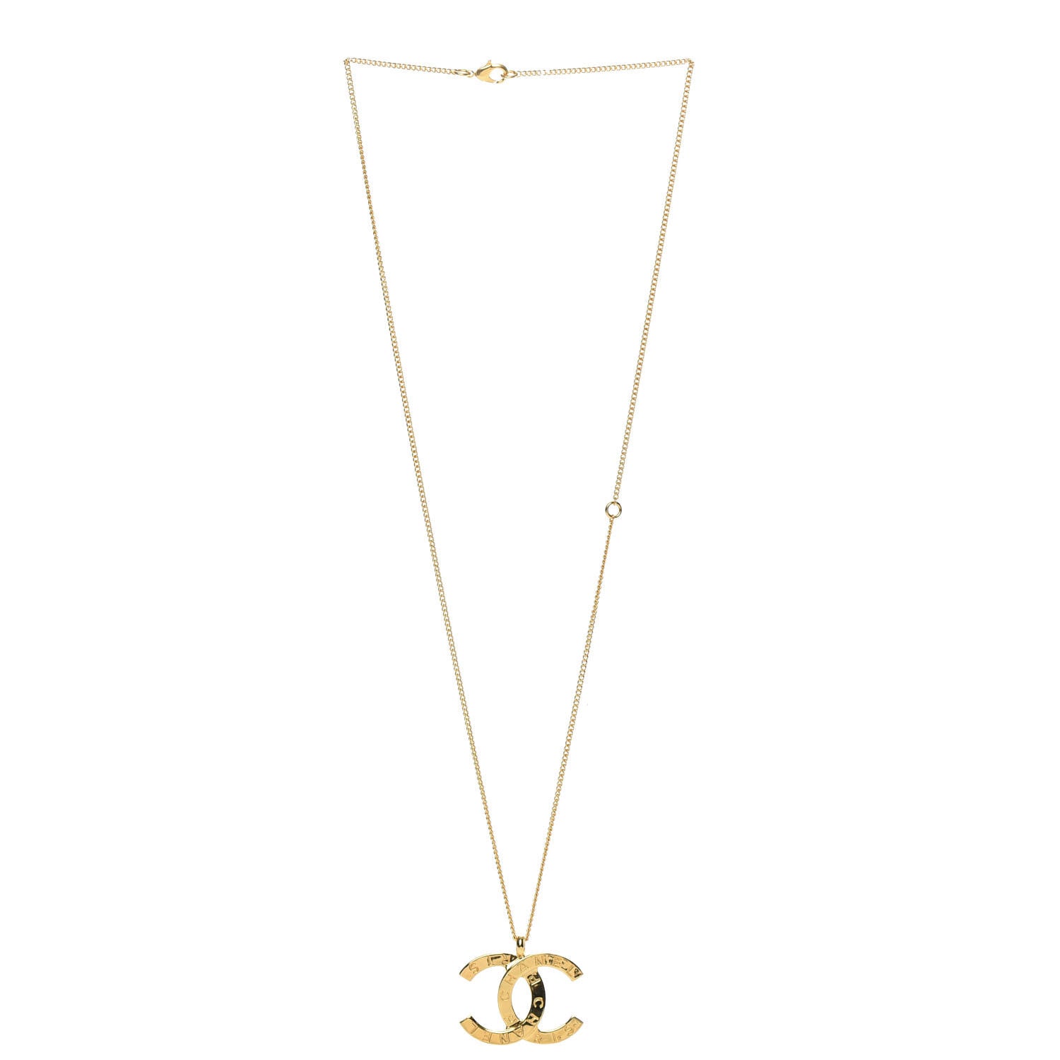 Chanel Metal CC Paris Button Necklace Gold 3 of 6