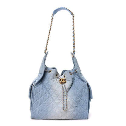 Chanel Washed Denim Quilted Medium Chanel 25 Handbag Blue 1 of 11