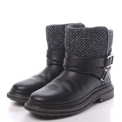 Chanel Tweed Calfskin CC Short Boots 36.5 Grey Navy Black 3 of 8