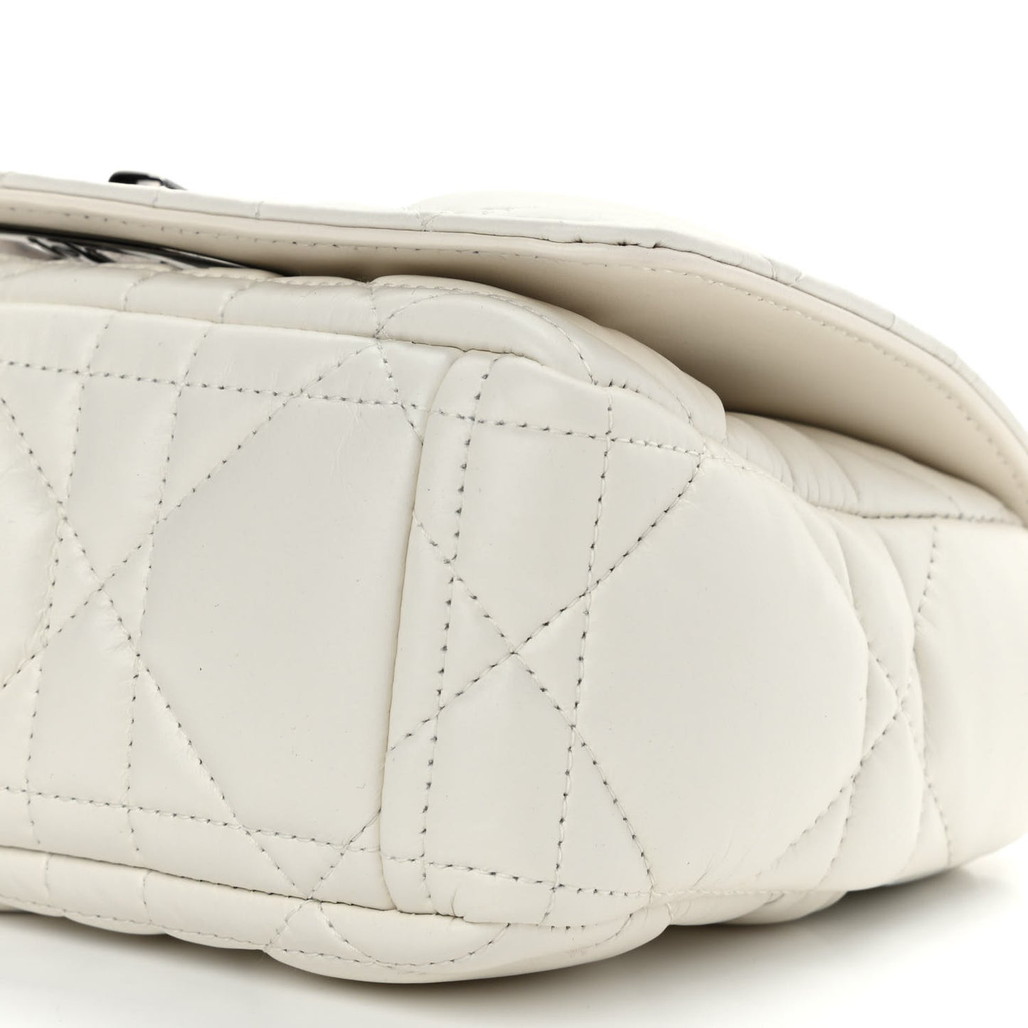 Lambskin Macrocannage Small Dior Caro Bag Ivory