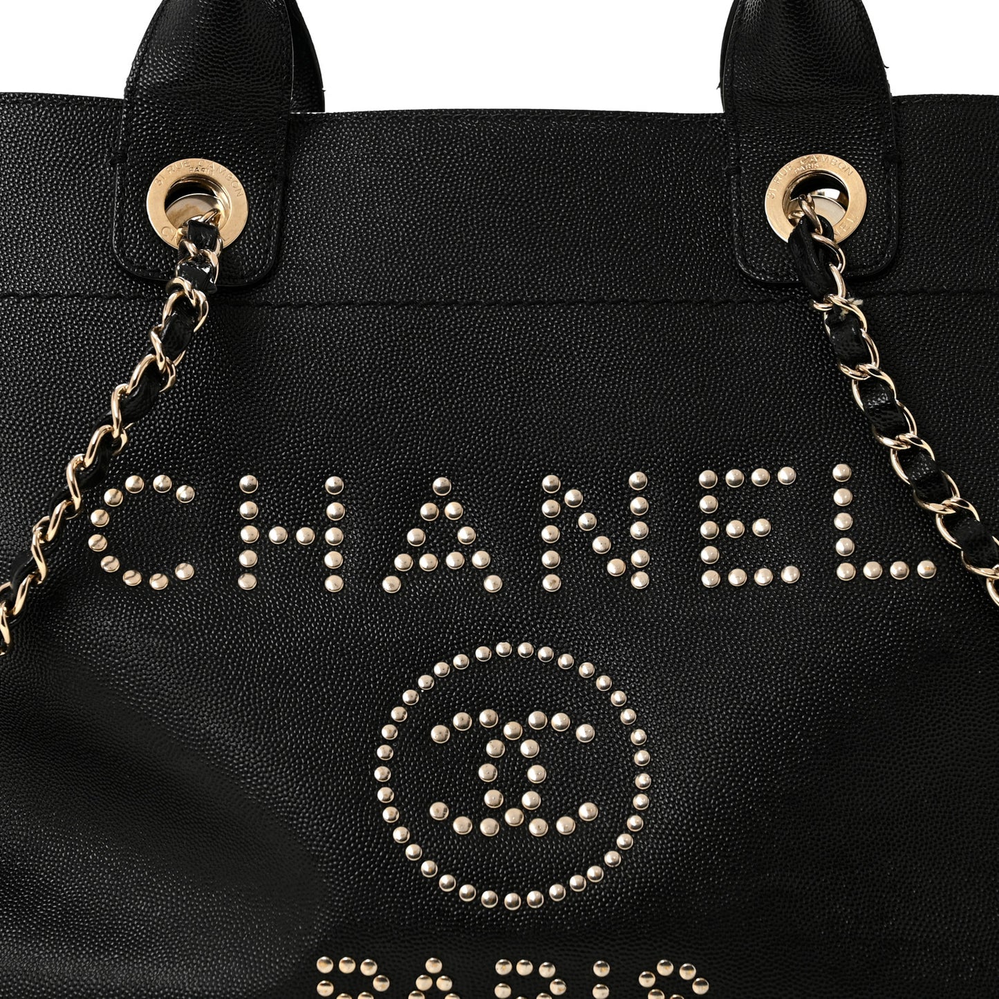 Caviar Large Studded Deauville Tote Black