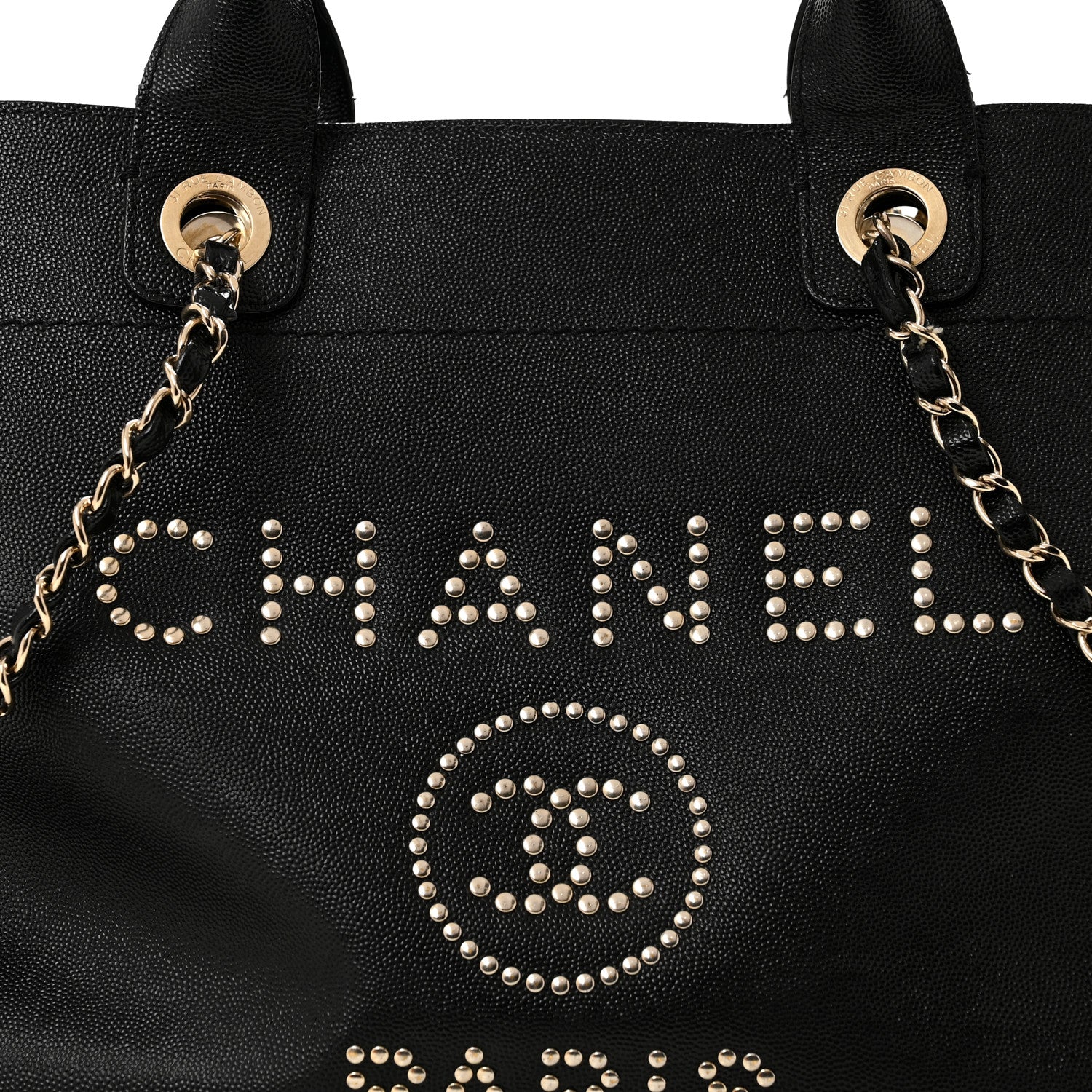 Chanel Caviar Large Studded Deauville Tote Black 8 of 14