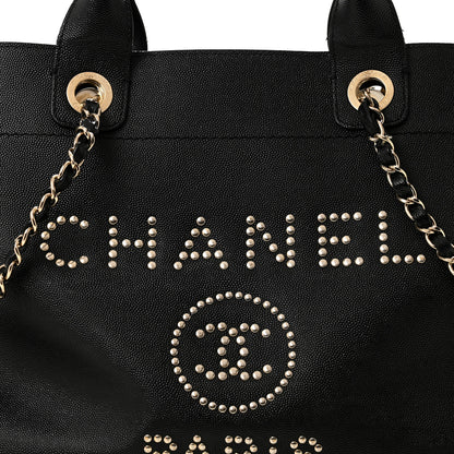 Chanel Caviar Large Studded Deauville Tote Black 8 of 14