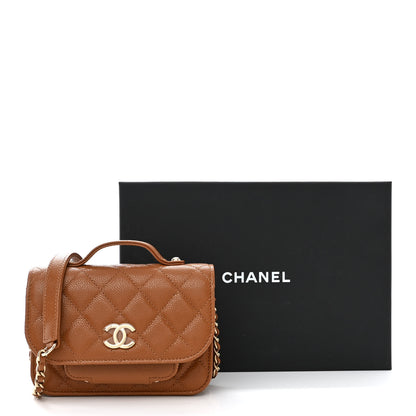Chanel Caviar Quilted Business Affinity Clutch With Chain Flap Camel 12 of 12