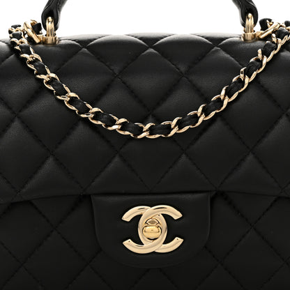 Chanel Lambskin Quilted Mini Top Handle Rectangular Flap Black 8 of 12