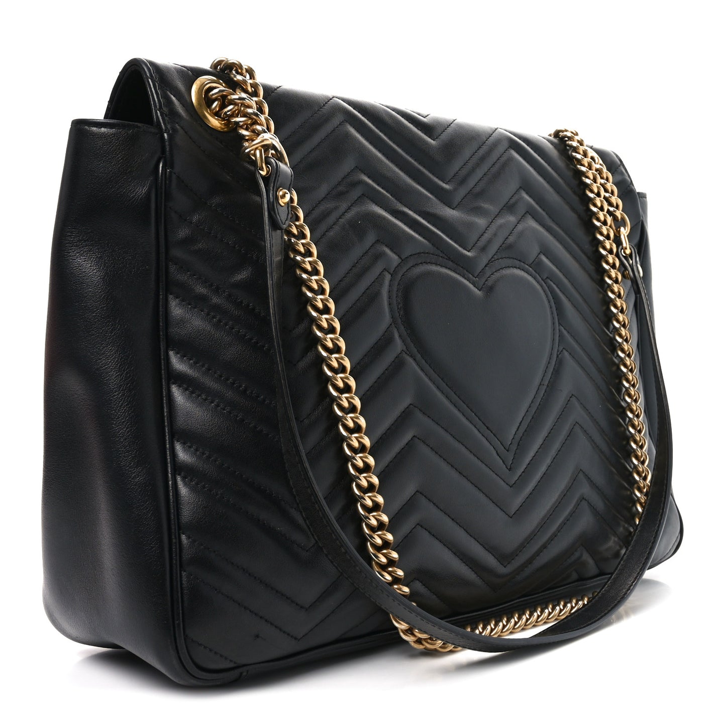 Calfskin Matelasse Large GG Marmont Shoulder Bag Black