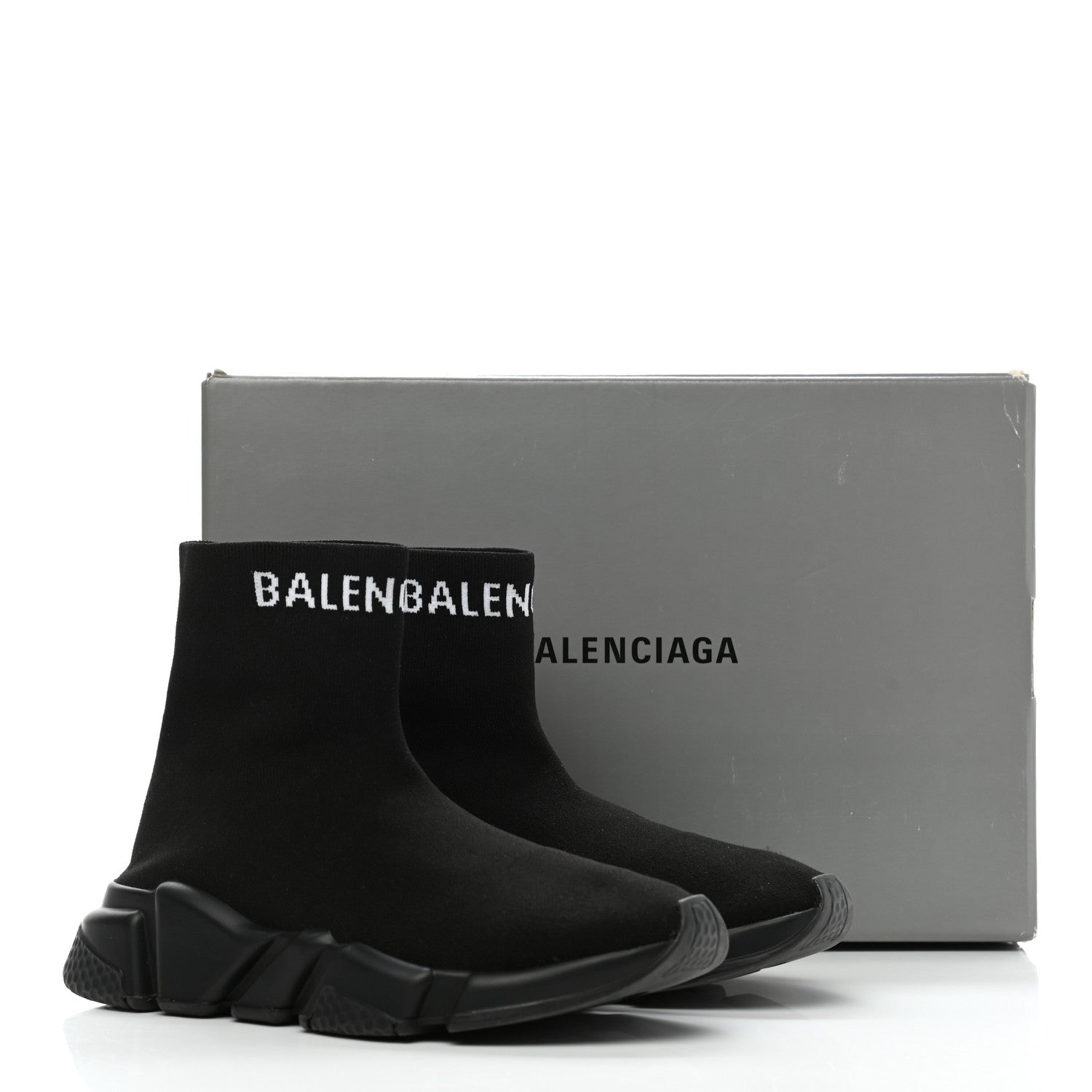 Balenciaga Neoprene Knit Logo Womens Hi Speed Sneakers 36 Black 8 of 8