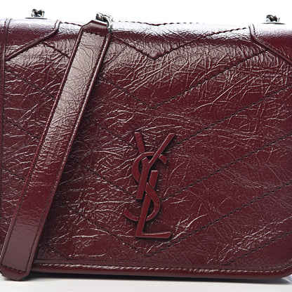 Saint Laurent Crinkled Calfskin Matelasse Monogram Niki Chain Wallet Dark Legion Red 9 of 9