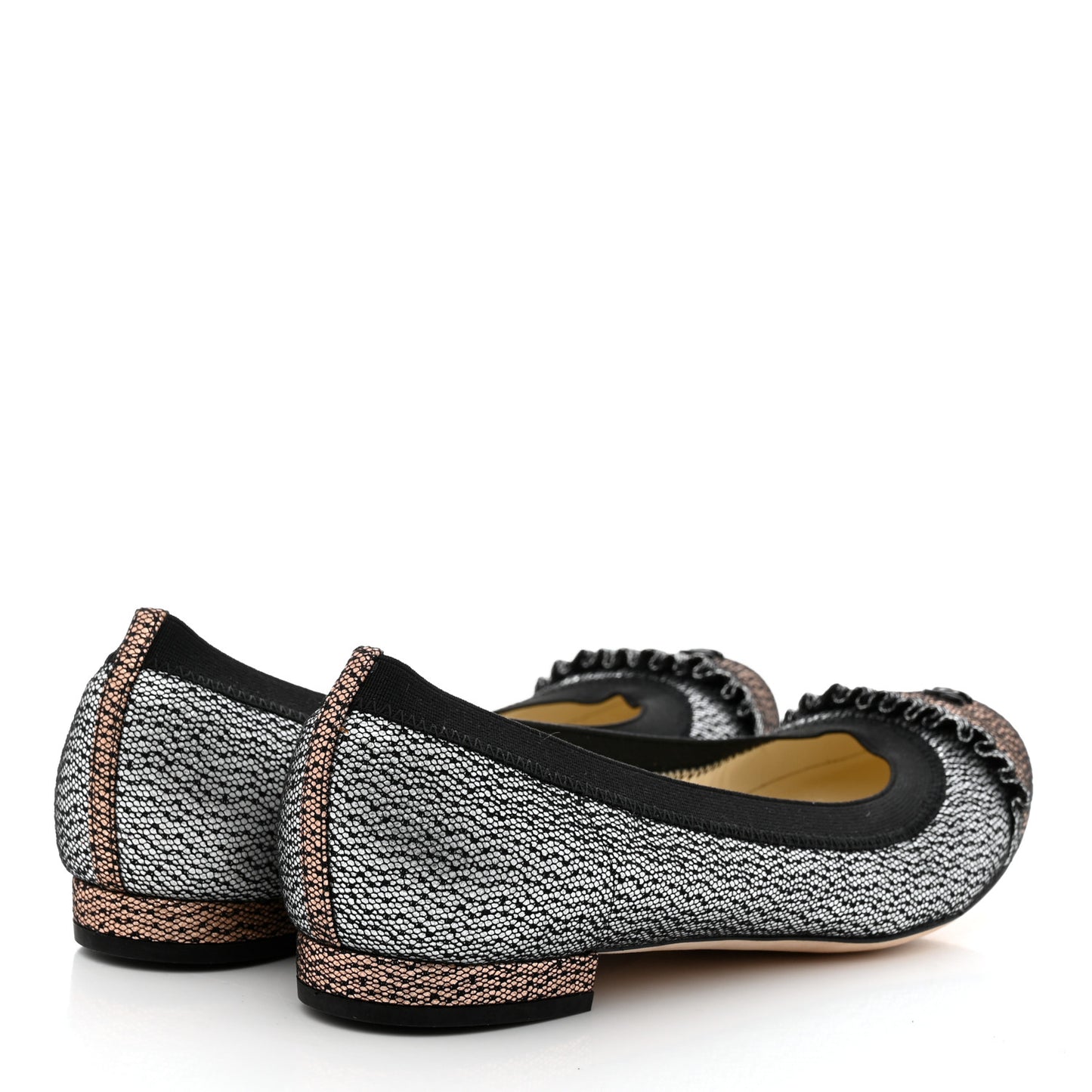 Metallic Lace Cap Toe Ballerina Flats 37 Silver
