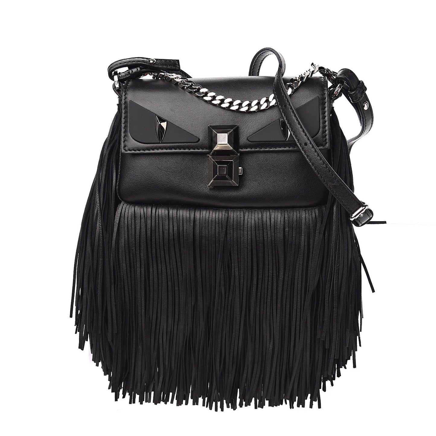 Nappa Monster Fringe Micro Baguette Black