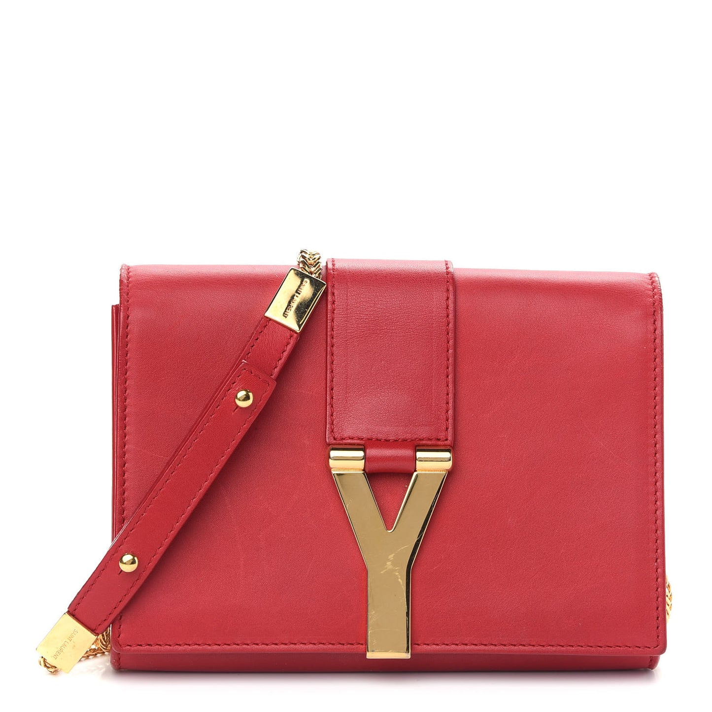 Calfskin Classic Y Ligne Chain Wallet Red