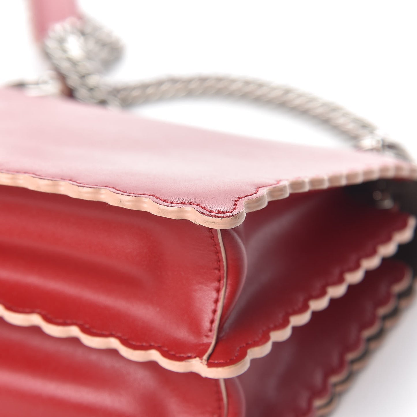 Vitello Liberty Scalloped Studded Small Kan I Shoulder Bag Fragola