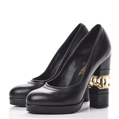 Chanel Calfskin Escarpins CC Pumps 36.5 Black 3 of 13