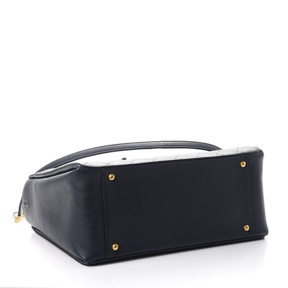 Chanel Calfskin Stitched Large Straight Lines Shopping Tote Navy 6 of 11